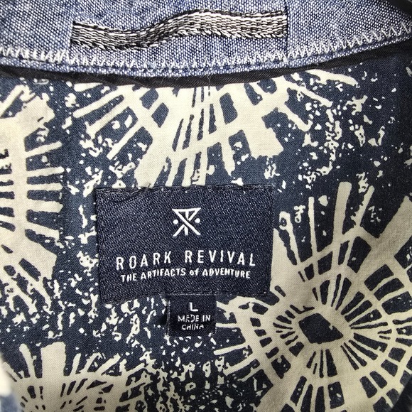 Rock Revival Other - Roark Revival Mens Button Up Shirt Short Sleeve Blue White Pattern Size Large